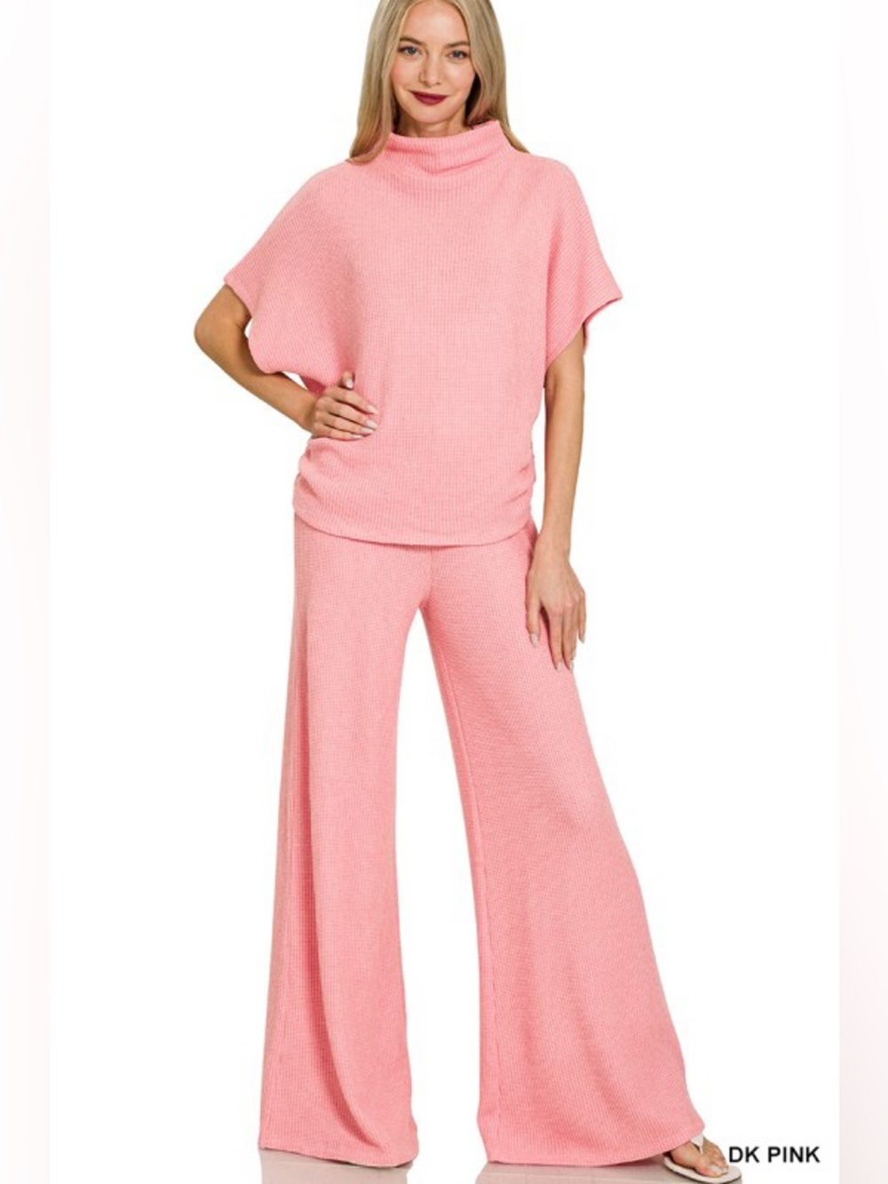 NWT 2pc ZENANA DK PINK SWEATER
MOCK NECK TOP & LONG PANTS SET SOFT COMFY